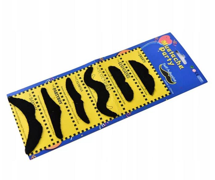 JJ98 MUSTACHE SET BLACK 6 PCS SELF-ADHESIVE