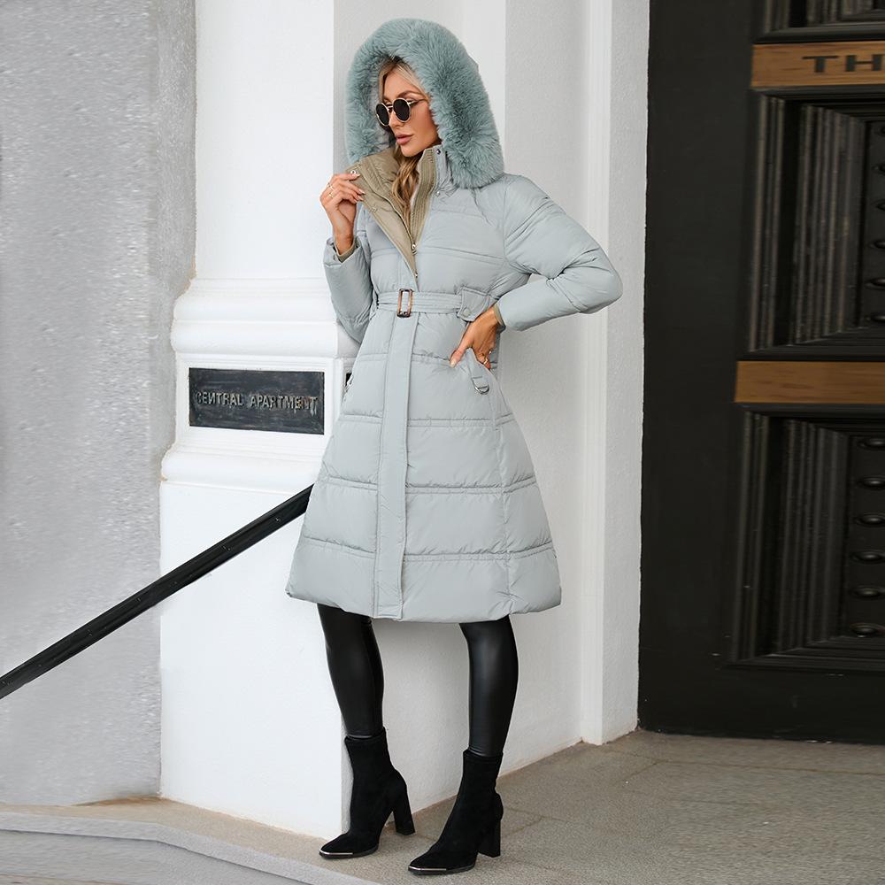LJX Y2K Winter Loose Women's Autumn Winter Jacket Jacket Parka Thickened Cotton Lining Medium Long Fashion Hooded Fur Collar Adjustable Plush Winter