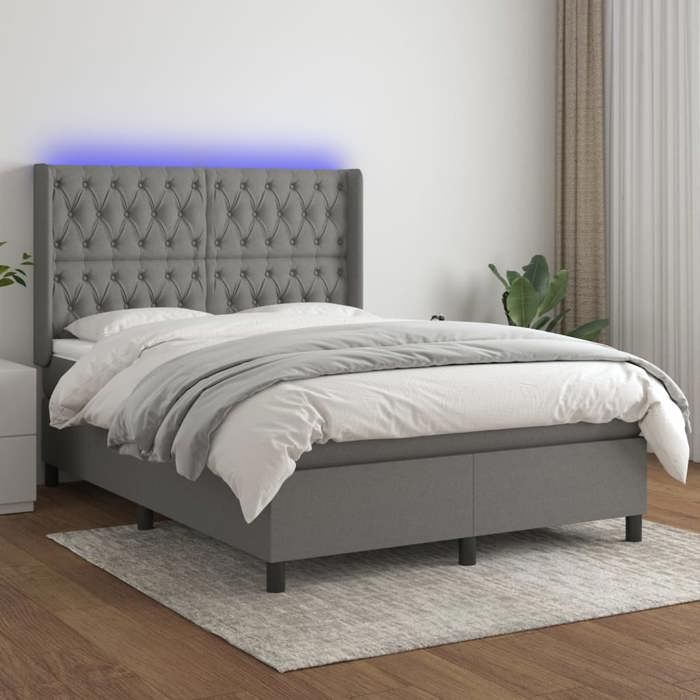 VidaXL Sommier à Lattes de Lit avec Matelas et LED, Lit Rembourré, Lit Double, Lit Adulte de Chambre à Coucher Intérieur, 3138558