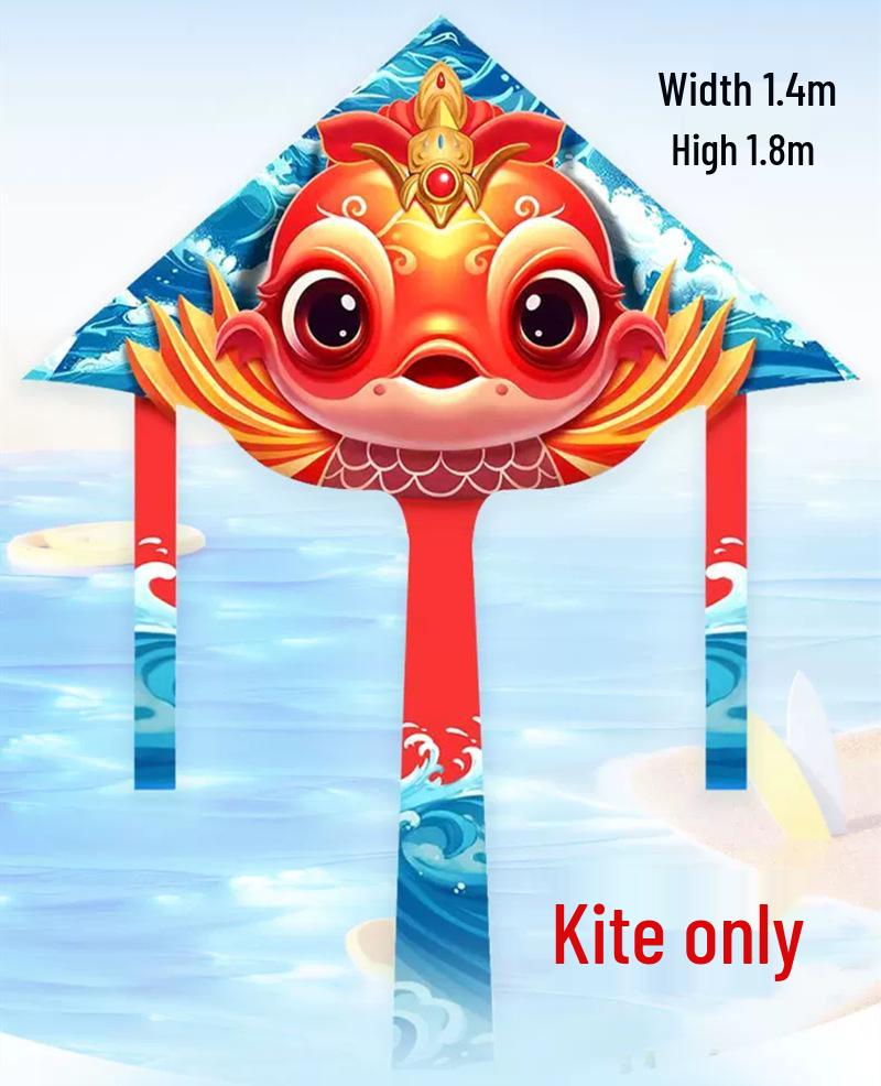Easy-Fly Cartoon Carp Kite with Long Tail - Lightweight Delta Design for Gentle Breezes