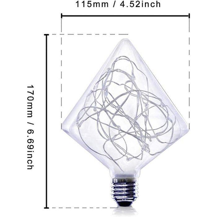 Lampadina LED E27 - NETTLIFE - 2200K 2W - Vetro & metallo - Attacco E27 - Forma a diamante decorativa