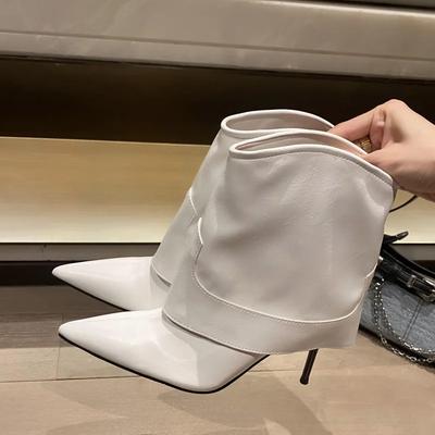 New Arrived Splicing Thin High Heels Women Ankle Boot Fashion Pointed Toe Banquet Stripper Ladies Shoes