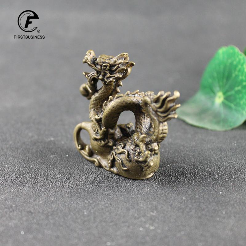 Antique Bronze Dragon Statue Ornaments Pure Copper Lucky Feng Shui Figurines Craft Home Decoration Accessories Office Desk Decor