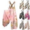 Women's Summer Overalls Floral Print Vintage Jumpsuit (Non-Adjustable Straps)