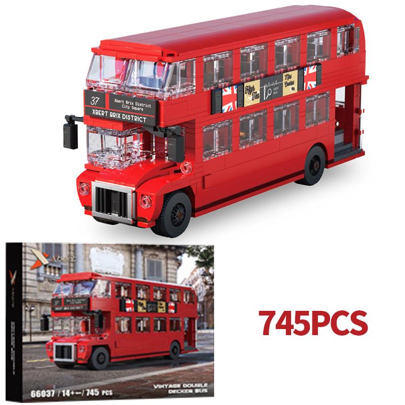 745pcs MOC Technical Vintage Double Decker Bus Car Model Building Blocks City Car Bricks Toys for Adult Christmas Birthday Gifts