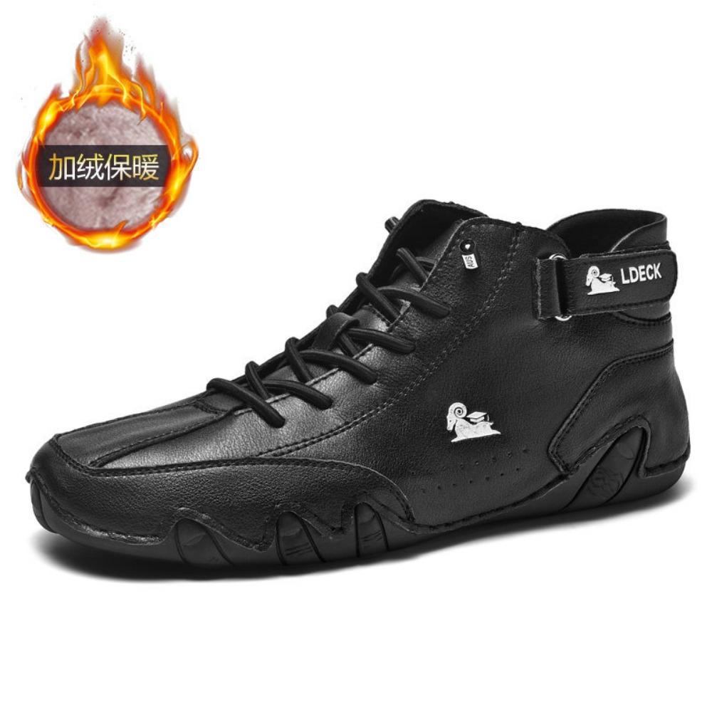 Big Size Mens Shoes High Top Octopus Design Casual Sneakers Genuine Leather Unisex Martin Boots