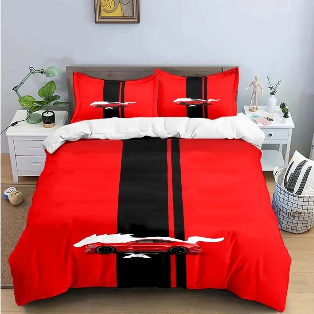 3D Print Mustang Car Logo Bedding Set Boys Girls Twin Queen King Size Duvet Cover Pillowcase Bed boys Adult Home Textileextile