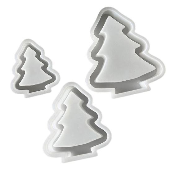 1/3Pcs Christmas Tree Silicone Mold DIY Handmade Hollow Xmas Tree Ornament Crafts Mold Gypsum Cement Epoxy Resin Casting Mold