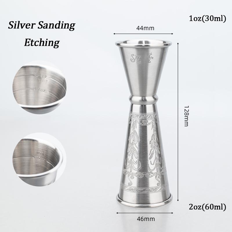 Neuer 30/60ml Cocktail Wein Shaker Messbecher Edelstahl Doppelter Shot Getränke Spirituosen Messbecher Jigger Küchenbedarf Werkzeuge Bar