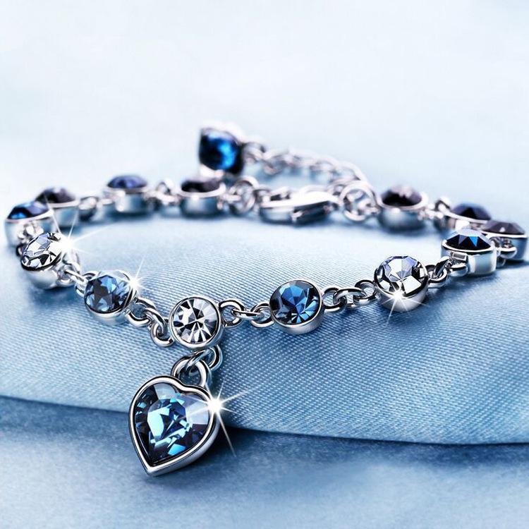

Сердце океана: Женский браслет с кристаллами в форме сердца Inlaid Diamond
