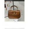New High-end Messenger Bag Retro Simple Bamboo Bag Leather Fashion Saddle Bag Wide Shoulder Strap Single Shoulder Handbag