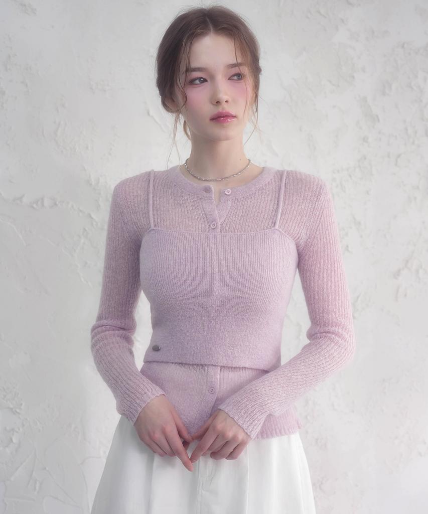 VIVACIOUS Bustier Layered Set Knit Cardigan_5 Colors