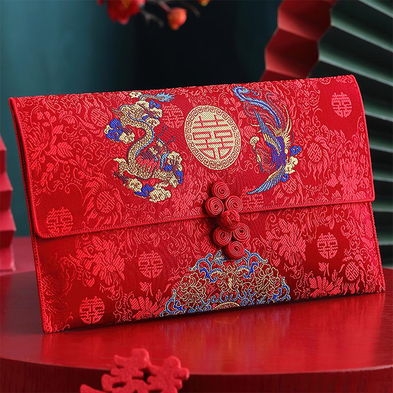 High-End Wedding Red Envelope for Cash Gifts - Bridesmaids' Ten Thousand Yuan Fabric Happy Bag