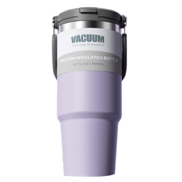 Vacuum Thermal Water Bottle for Cold Beverages 900ML Large Capacity Leak proof Straw Lid Coffee Mug Practical Drinkware