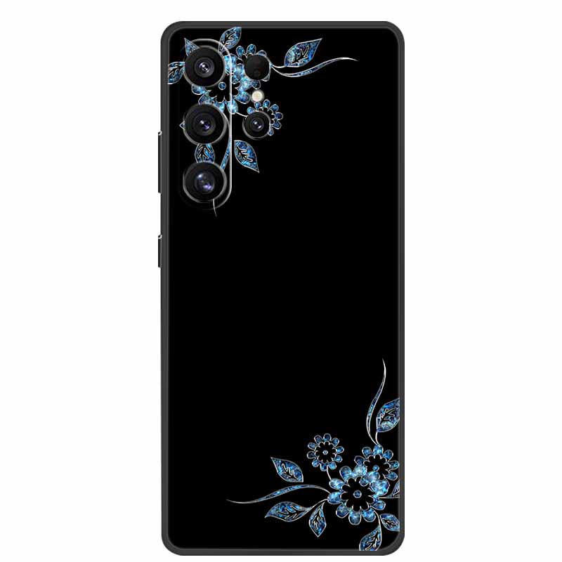 For Samsung Galaxy S26 Ultra Case Cute Floral Black Luxury Soft Silicone Back Cover For Samsung S26 Ultra Cases GalaxyS26 Ultra