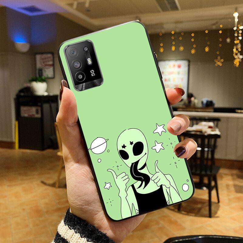 Funda Aesthetics Cartoon Alien Space Phone Cover For OPPO A74 A94 A3S A5S A9 A12 A15S A52 A53S A72 A73 2020 A91 5G Cases Coque