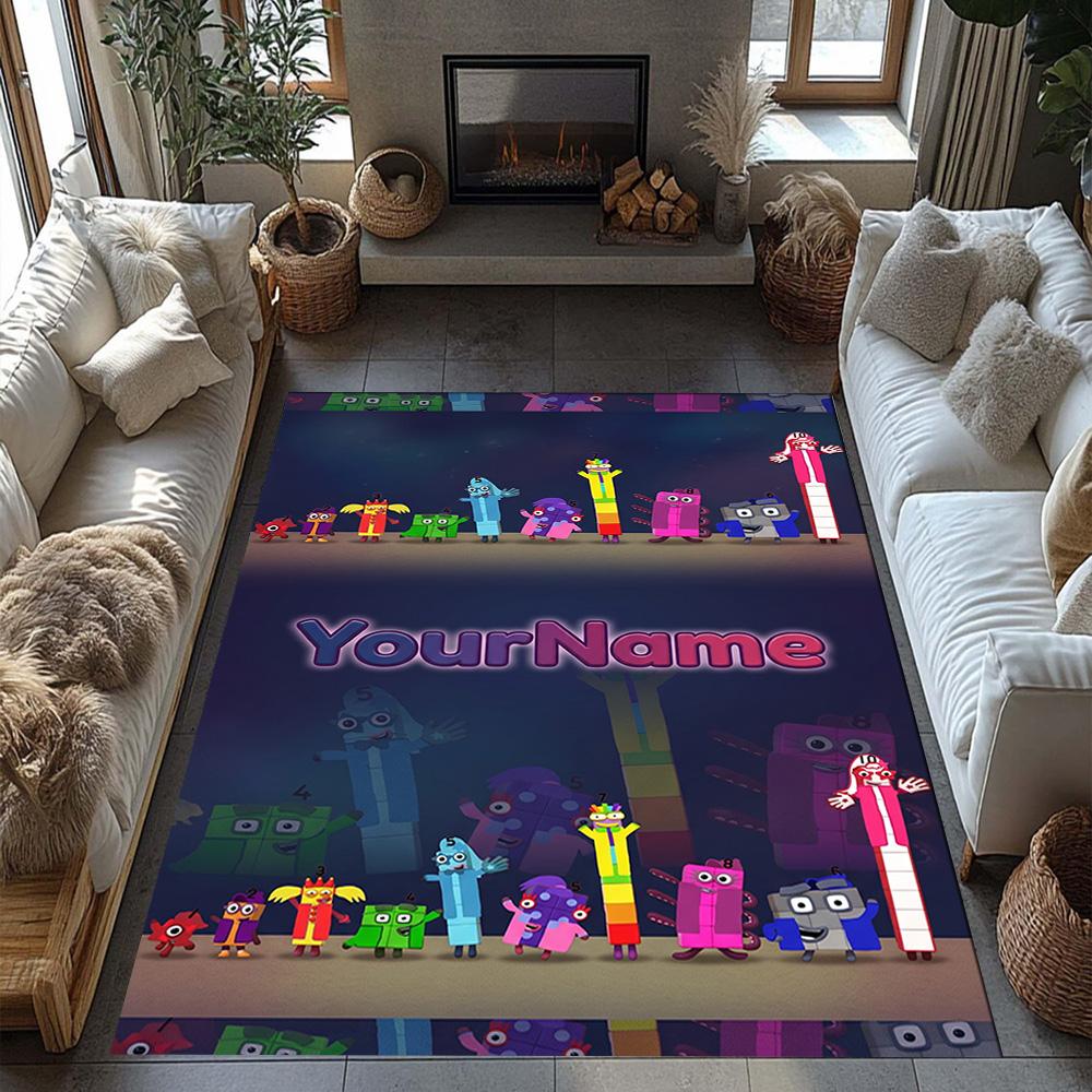 Numberblocks Customized Name Area Rug Design for Game Room Balcony Dormitory Study room Antislip Carpet Office home decor Wedding Party Gift