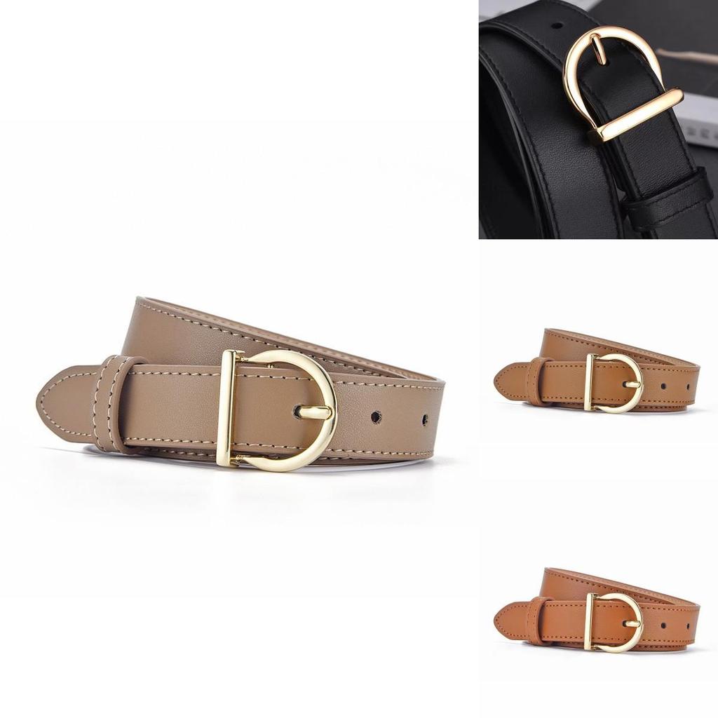 Casual Womens Leather Belt With Silver Or Gold Alloy Buckle For Fashionable Looks