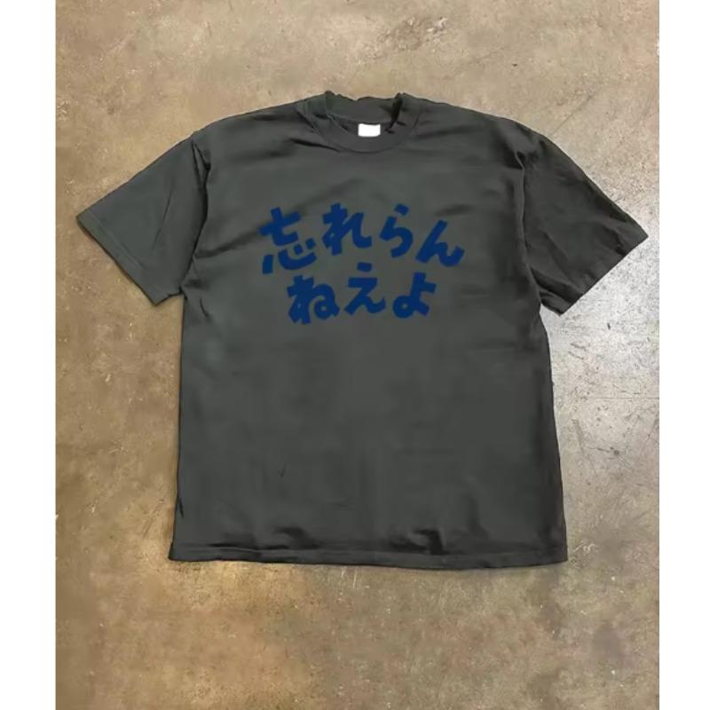 

Summer Casual Short Sleeve TShirt Vibrant Blue Cartoon Graphic Print Cotton Regular Fit Round Neck Breathable Loose Unisex Tee S