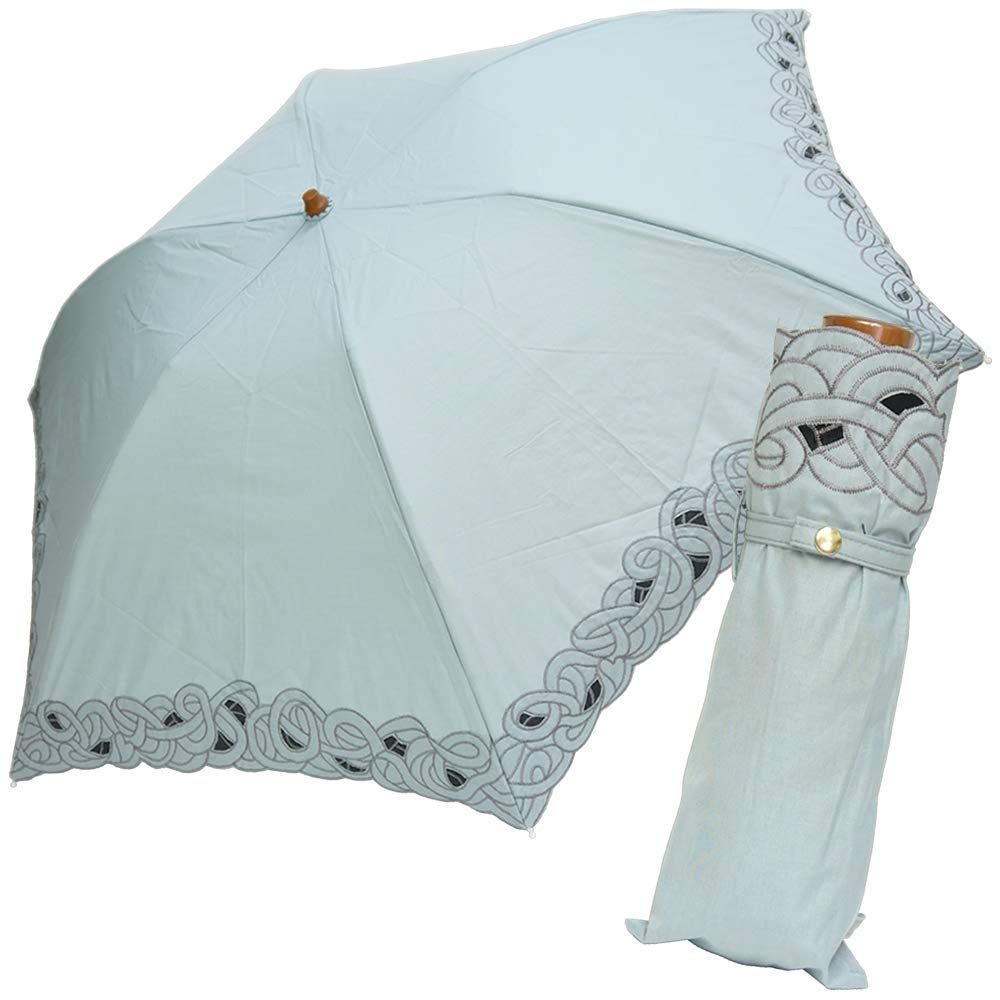 

Новый Японский Складной Солнечный и УФ Зонт из Органзы с Баттенским Кружевом, Дождь, Легкий, Защита, (Мятно-серый)