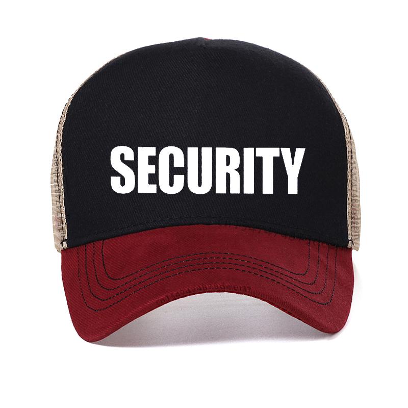 

новая бейсболка с принтом SECURITY для мужчин и женщин, универсальная, повседневная, для весны и осени, дышащая, сетчатая, кепка-тракер Adjustable красный