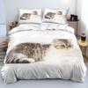 Cat Themed Bedding Set Cute Pet Pattern Down Duvet and Pillowcase 2/3 Pieces of Microfiber Fabric Washable and Quick Drying Home Decoration