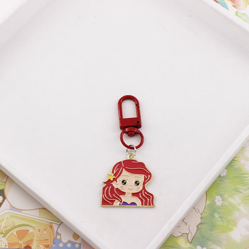 Cute Snow White Shiny Metal Keychain Anime Princess Alloy Pendant Kawaii Charm Keyring Decorative Ornament For Men Women Gift