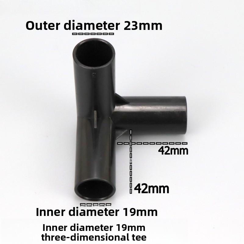 1 ks Černý konektor trubky DIY police Stan Pevný konektor Montážní díly Vnitřní průměr 8/12/16/19 mm ABS plast T-kus Čtyřcestný koleno Rovné spojení