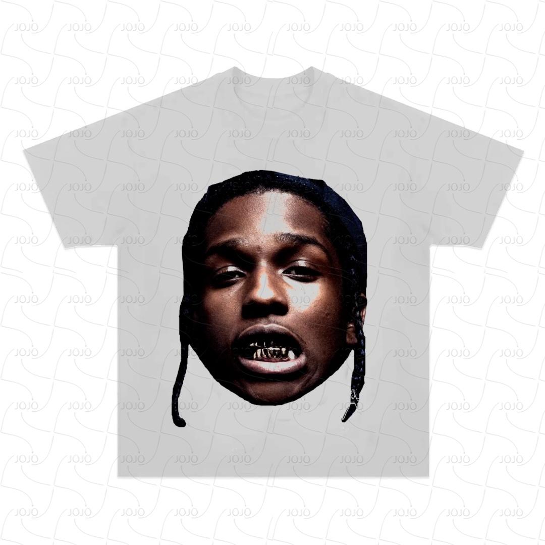 GUOYAN TOP Rapper ASAP Rocky Retro Grafisch T-shirt Heren Hip Hop Kleding T-shirts Y2k Unisex Mode Oversized Ghetto Gangster Top M