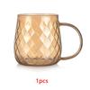 YWDL 1/2pcs Diamond Textured Glass Cup Golden Teacup Mug With Handle Household Fruit Tea Coffee Milk Drinkware Taacup 380ml