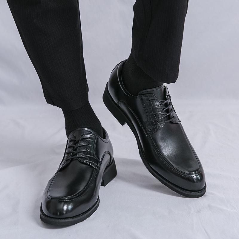 Men's shoes large size new leather shoes fashion men's business dress shoes trend British style retro lace-up leather shoes