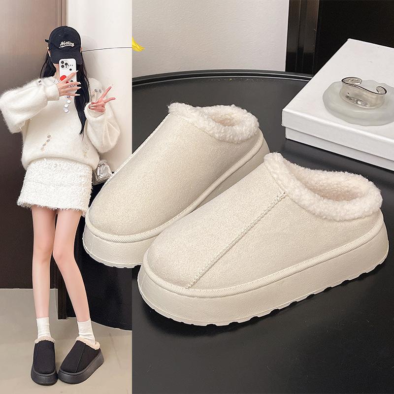 Large Size Snow Boots Women's New Winter Warm and Velvet Thick-soled Heel-less Cotton Shoes