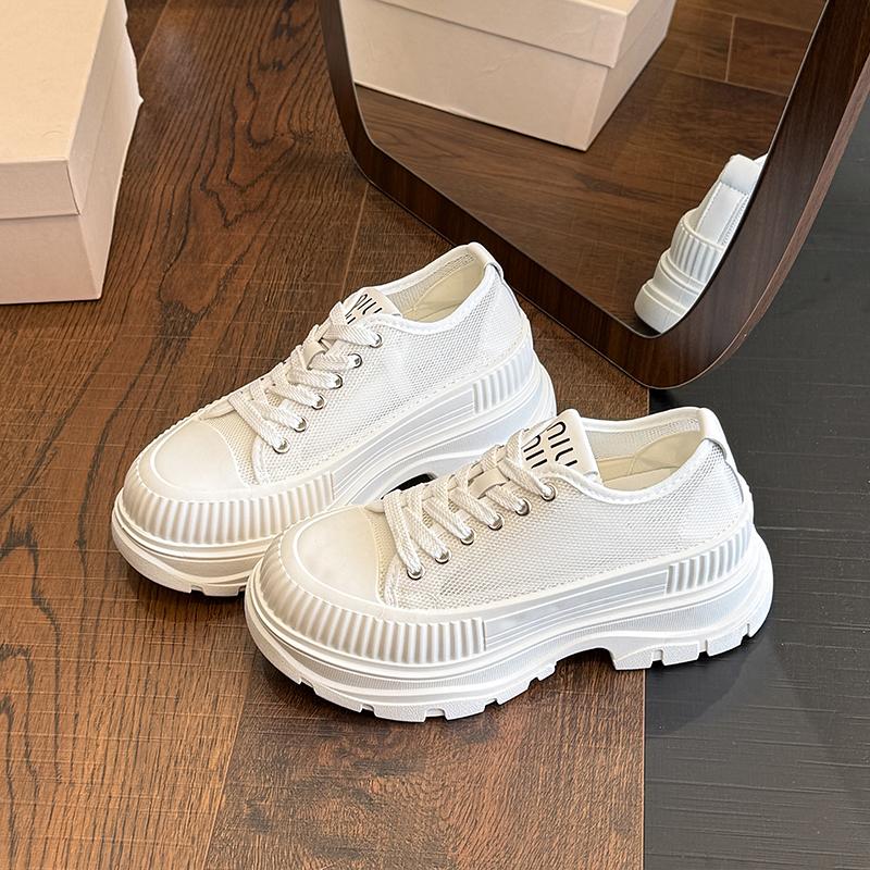 Fashion CRLAYDK Classic Women's Low Top Sneakers Platform Mesh Casual Lace Up Fashion Shoes Ladies Summer Breathable Walking Tennis