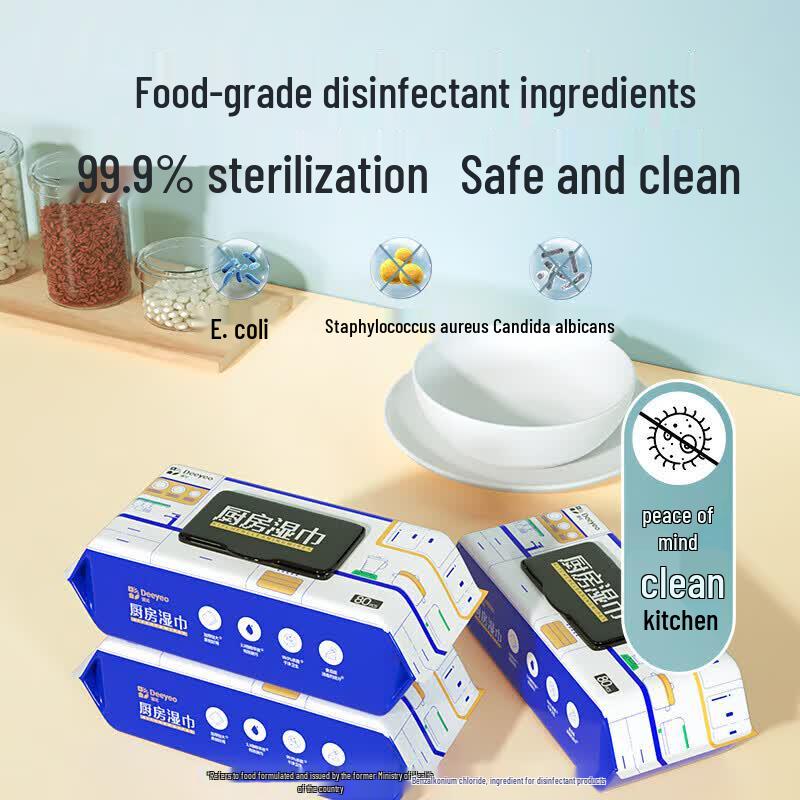 De You Thickened Kitchen Grease & Stain Remover Wipes (3 x 80 Sheets)