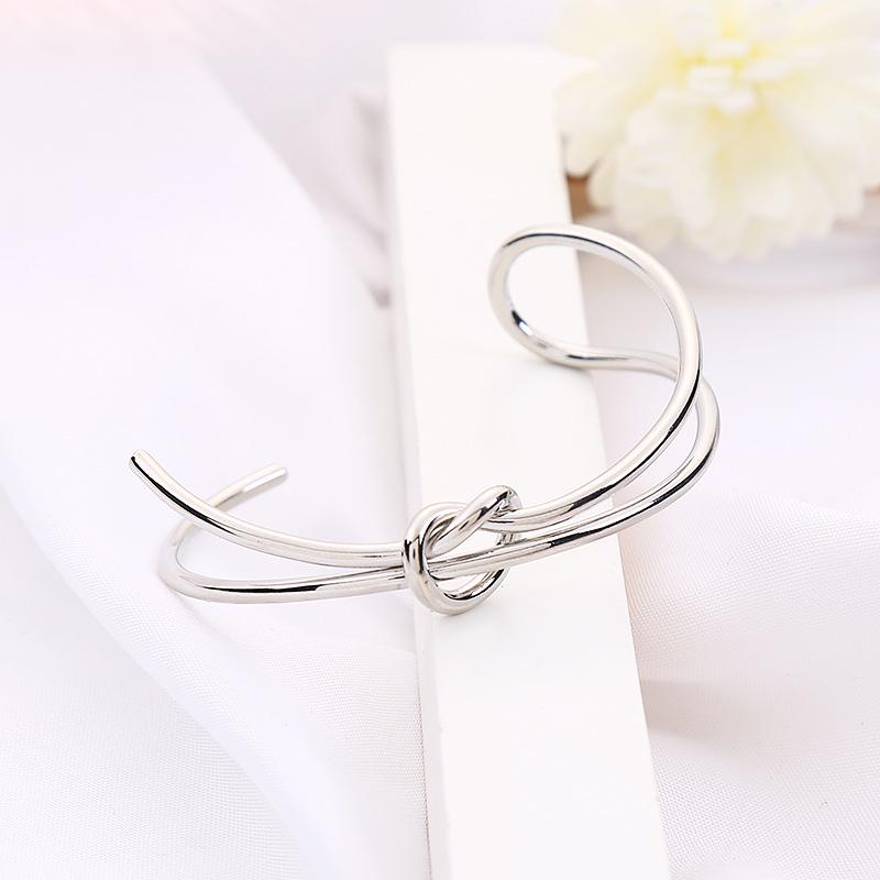 European Trendy Knotted Open Cuff Bracelet - Classic Gold Women's Jewelry, Personalized Cool Style