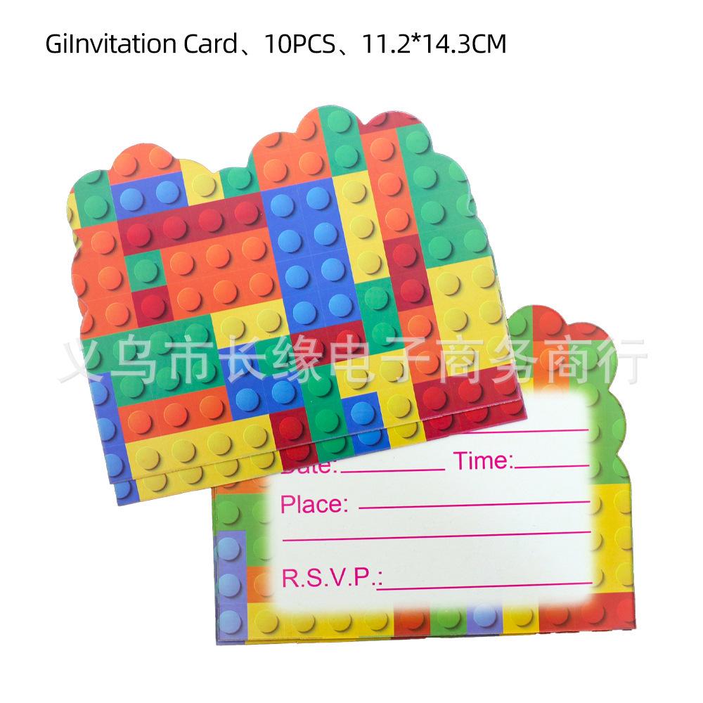 Párty potřeby s kostkami Lego: Praporek, Klobouky a Ubrus pro Dětské Narozeniny