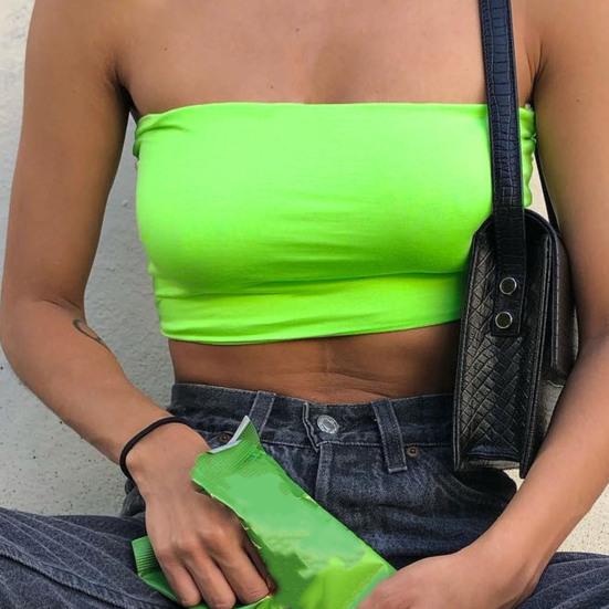 Off Shoulder Sleeveless Exposed Navel Tube Top Summer Sexy Chest Wrap Crop Top Female Clothing