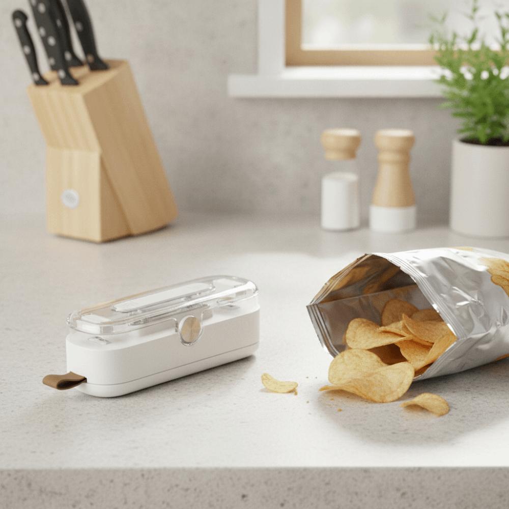 Battery-powered Mini Sealing Machine with Cutter Food Packaging Resealer Handmade Snack