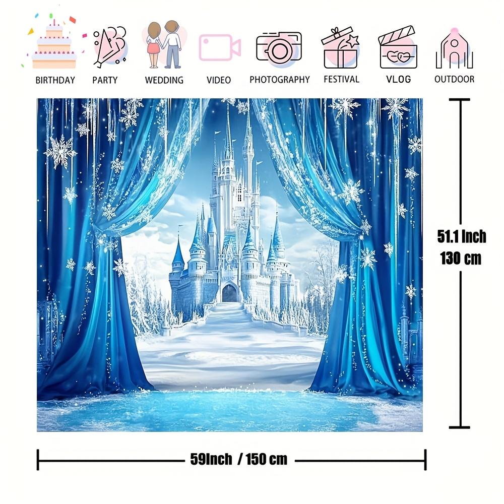 1pc Charming Princess Ice Castle Photography Background - Durable polyester, perfect birthday party decoration and photo booth
