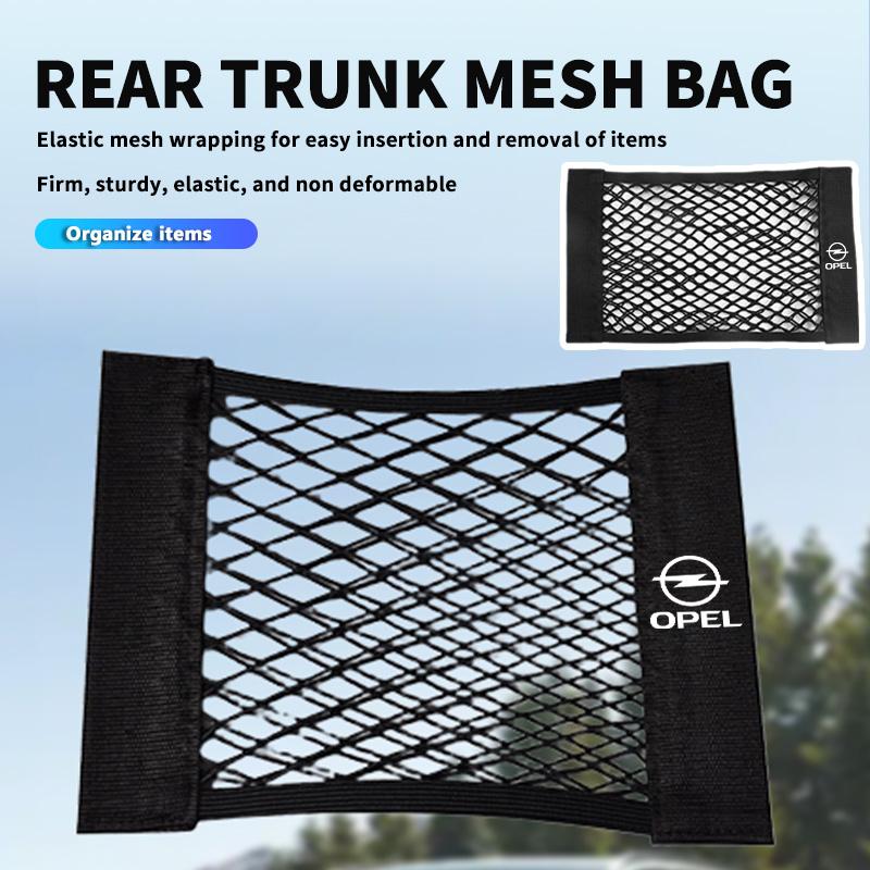 For Opel Car Trunk Storage Bag Elastic Mesh Organizer Pocket Protector Cover Meriva Mokka Grandland Vectra Zafira Vivaro Antara