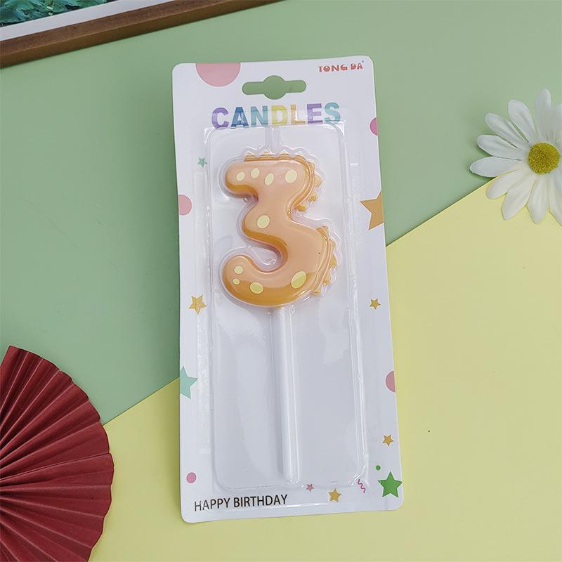 Colorful Dinosaur Number Birthday Candles for Kids' Party Cake Decorations