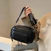 Fashionable Multi-layer Small Round Bag Versatile Soft Leather Shoulder Bag Version Wide Shoulder Strap Messenger Bag