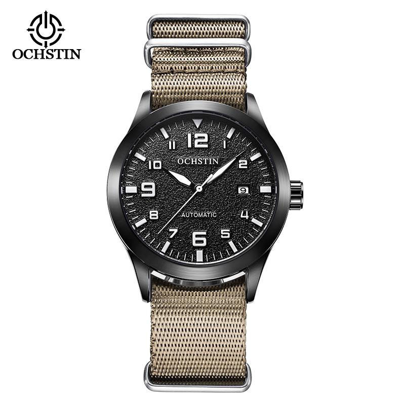 OCHSTIN Man Automatic Pilot Wrist Watches Luxury Self Wind Nylon Mechanic Male Clock Auto Date Relogio Masculino Gift for Men