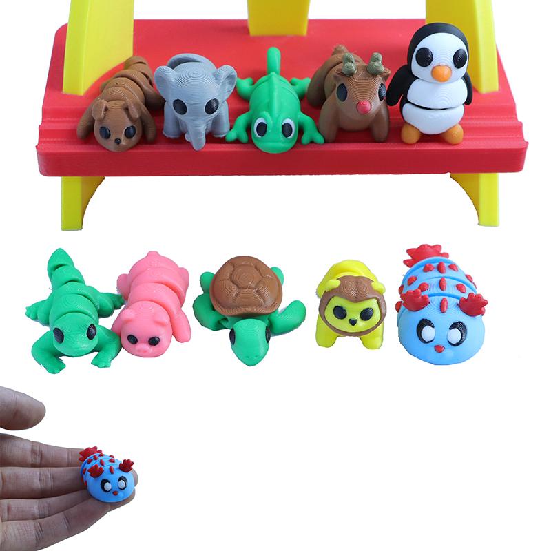 5/10Pcs Random 3D Printed Cute Small Creative Animal Figures Figurines Kids Birthday Party Gifts For Boys Girls