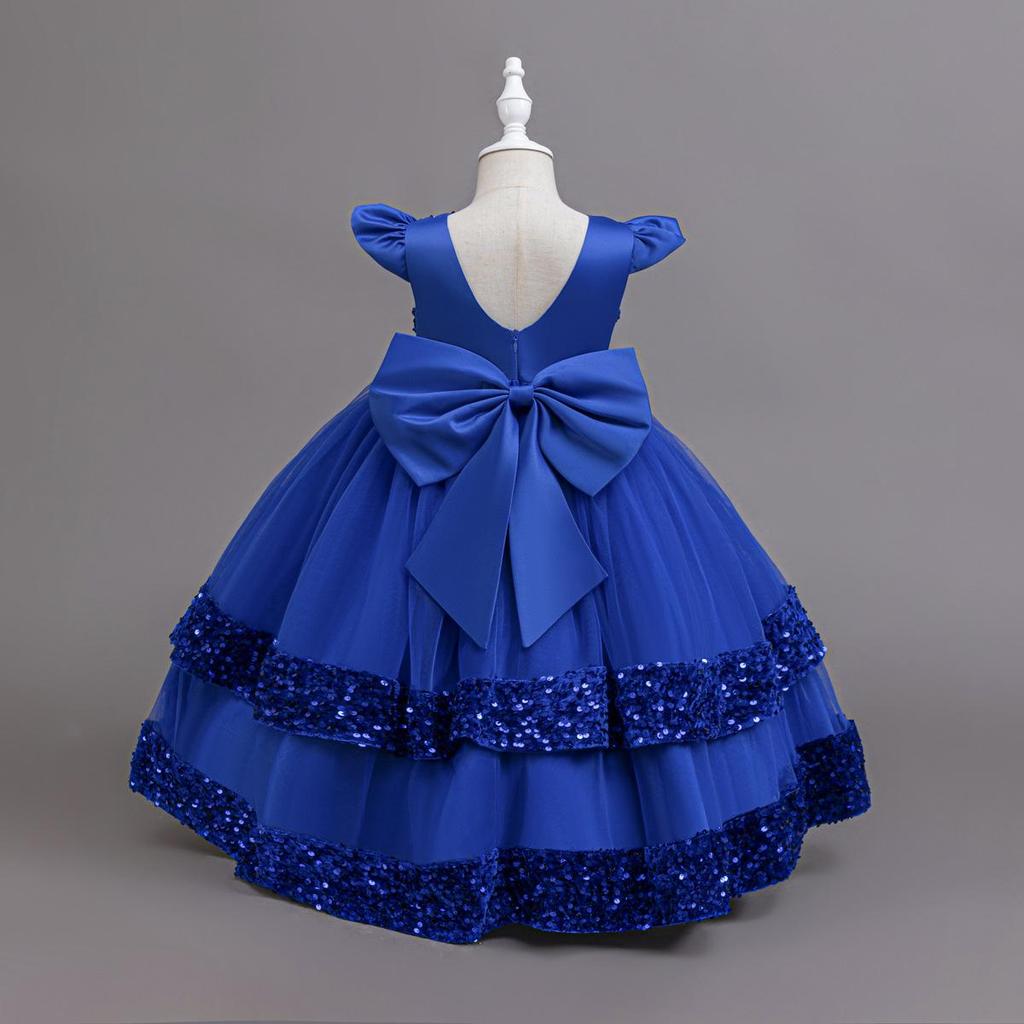 2025 New Elegant Girl Wedding Dress Sequined Mesh Princess Dress 4-12 Year Old Girl Graduation Party Prom Evening Dress
