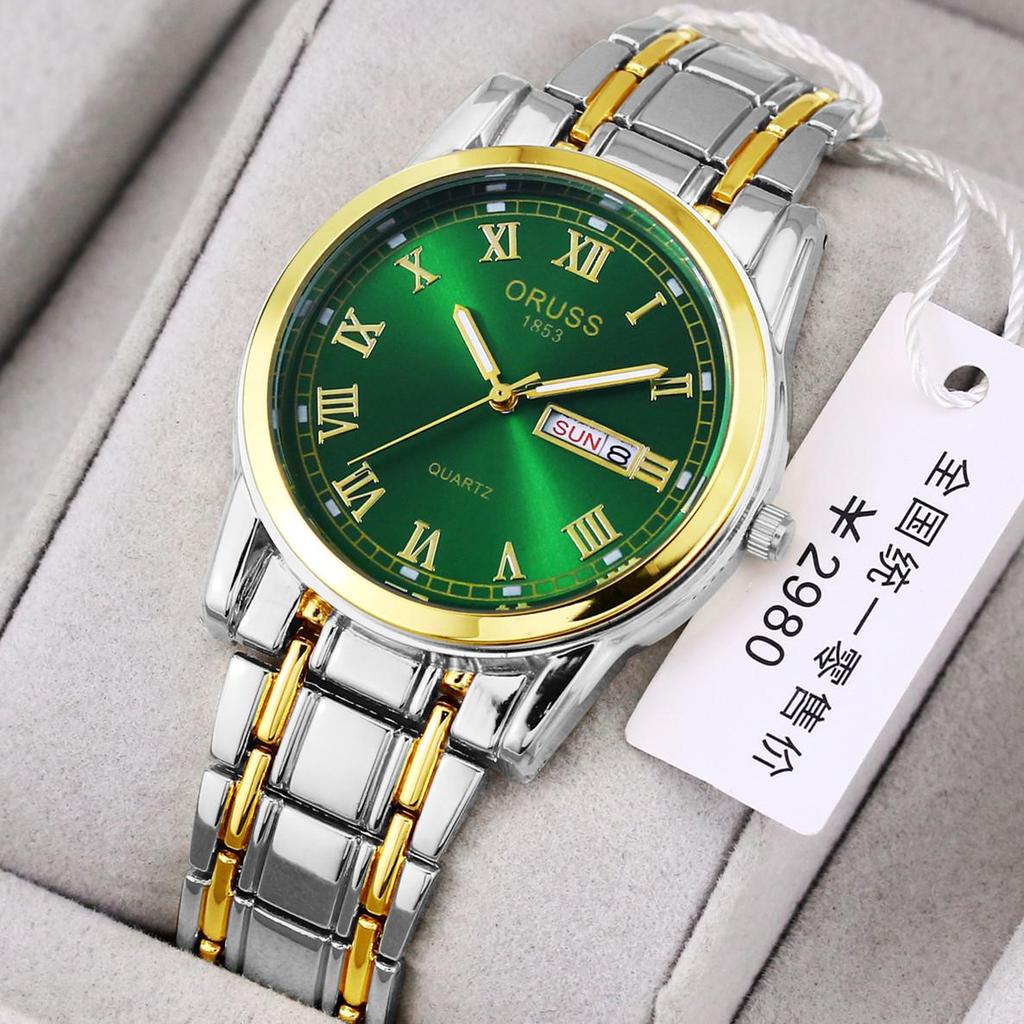 Men's Automatic Luminous Waterproof Calendar Watch with Round Glass Mirror