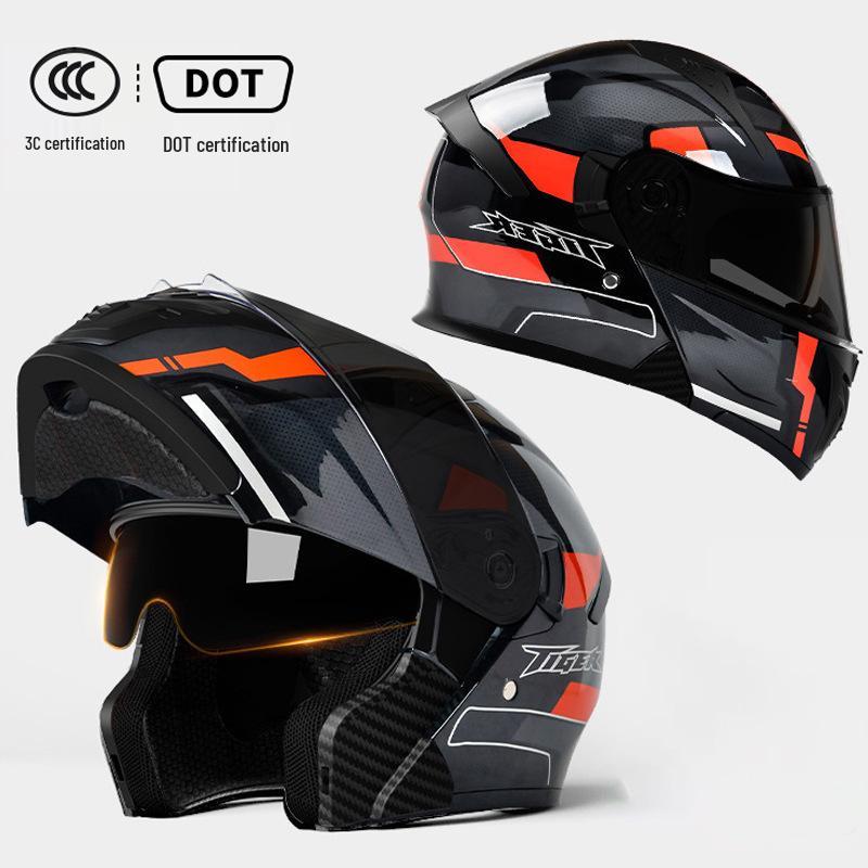 3C Certified Flip-up Motorcycle Helmet for All-Season Use, Unisex, and Universal Fit for Electric Vehicles.