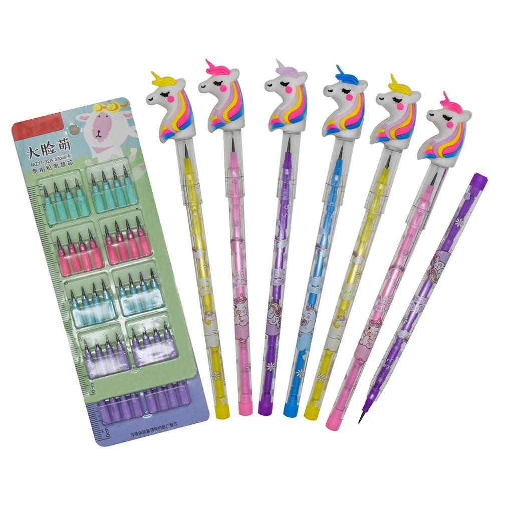 Lopenle Mechanical Pencil Set Large Capacity Refillable Leads for High Middle and Elementary School Students Graph Gear Pencils Colorful Refills
