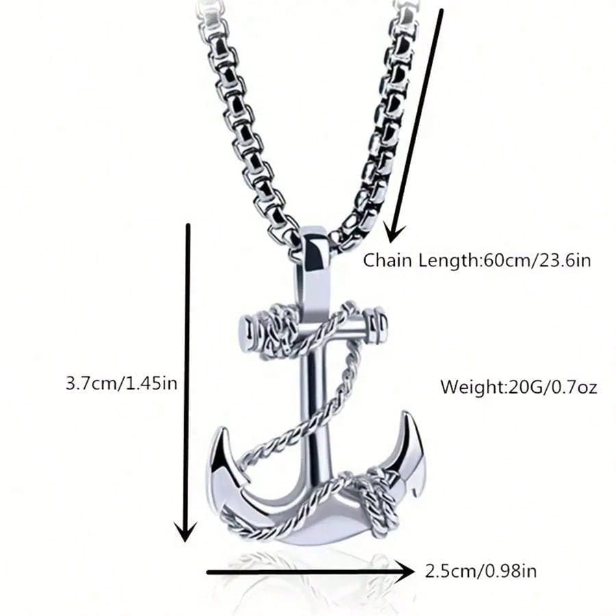 1pc Stainless Steel Vintage Anchor Pendant Necklace, Suitable For Everyday Wear