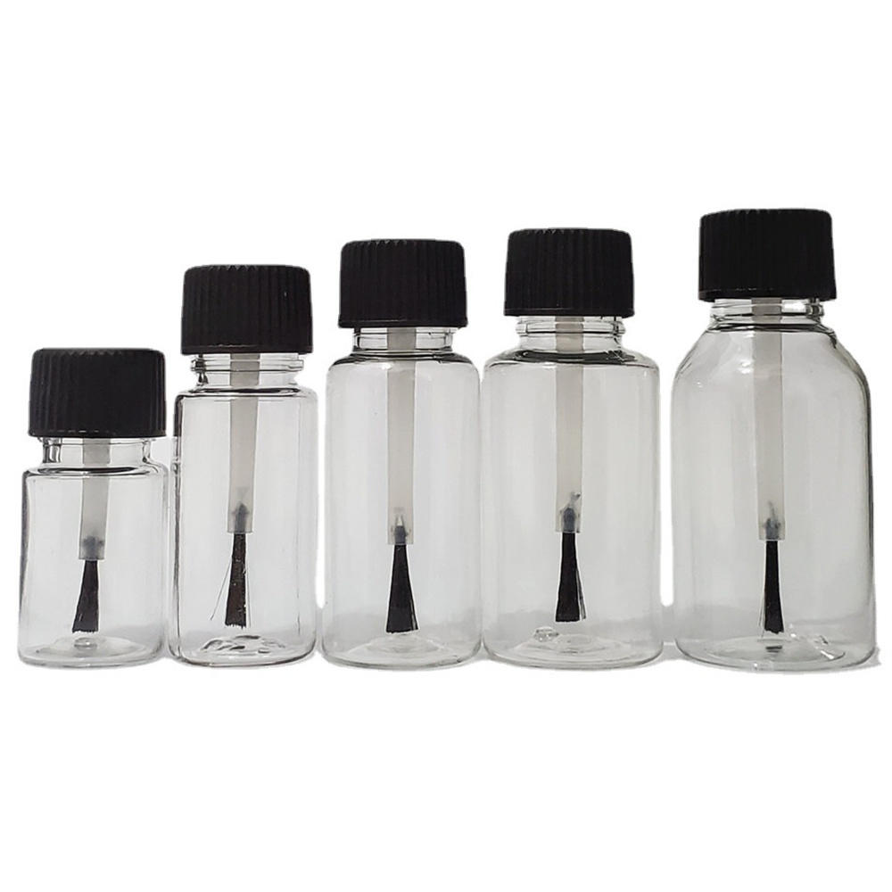 5/10/15/20/30ml Plastic Nail Polish Bottles Touch Up Refillable Liquid Jars Leakproof Storage With Brush Cap DIY Crafts Containe